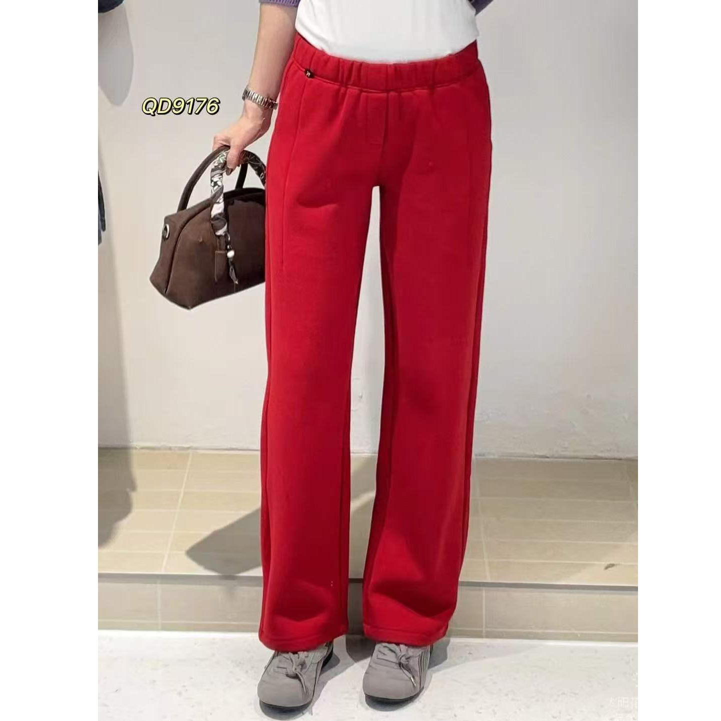 加绒裤子女大码2025新款宽松显瘦休闲红色直筒卫裤厚起点终点9176,女装/女士精品,大码裤装,淘宝优惠券,粉丝福利购,淘宝优惠卷