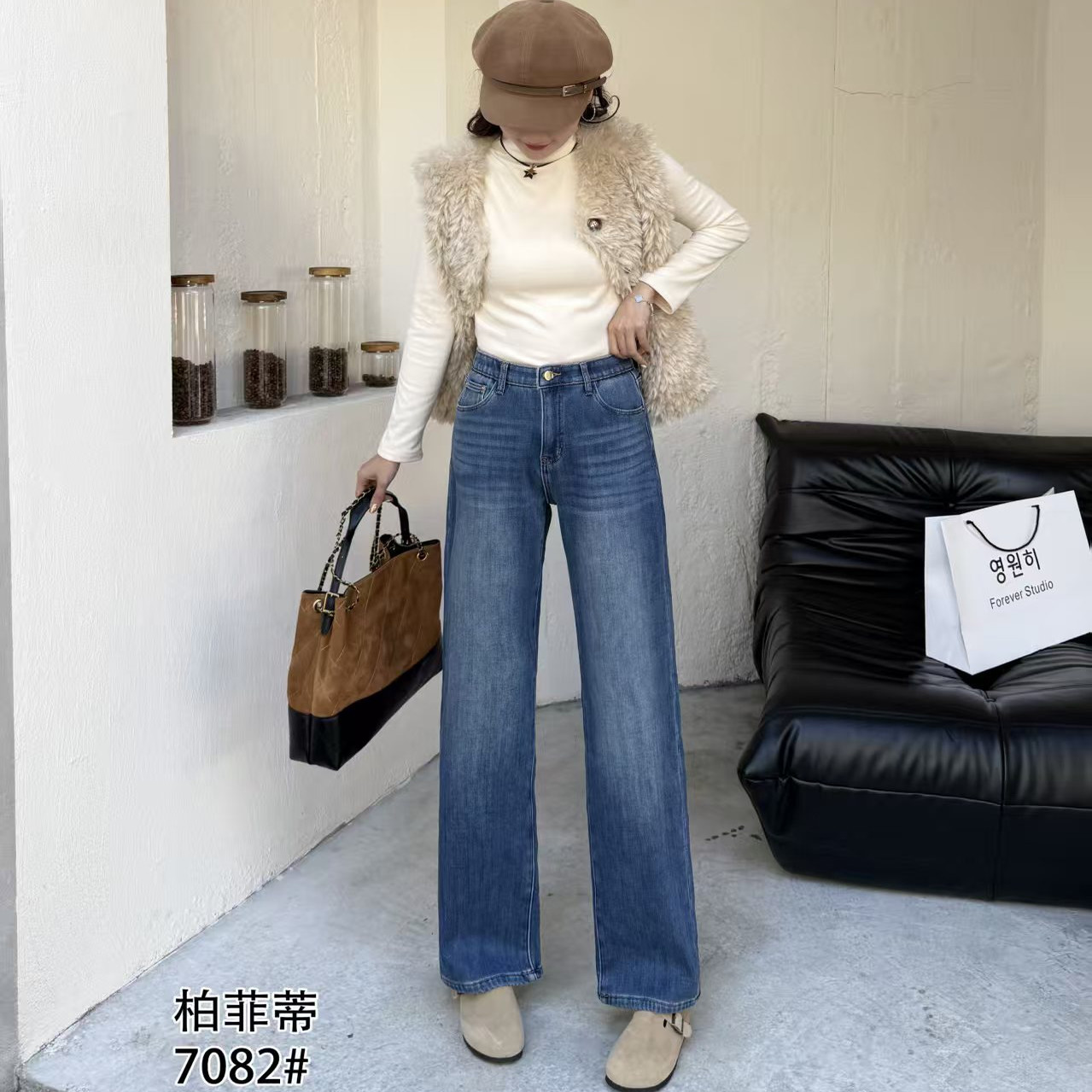 25年冬季新品加肥加大女士牛仔裤