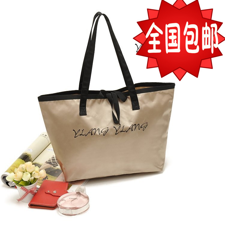 包邮热卖人气日本杂志款香槟色字母单肩包购物袋手提袋女袋可批