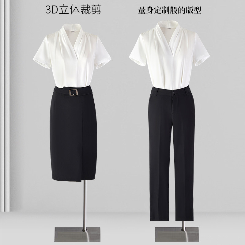 白色衬衫女夏季面试职业套装2026新款酒店前台工作服工装短袖衬衫