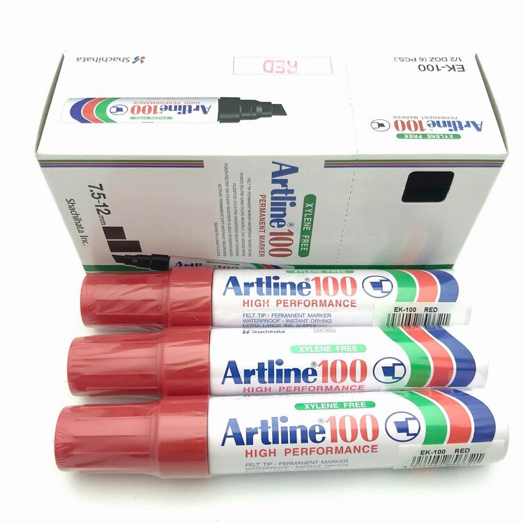 日本旗牌EK-100单头油性记号笔永久标记笔防水防擦除不掉黑蓝红色