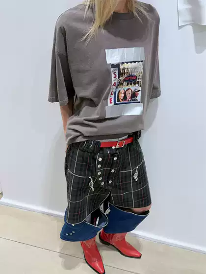 Martine Rose 26Ss Photo Tape Patch Print Short-Sleeved Casual Loose Washed Round Neck T-Shirt