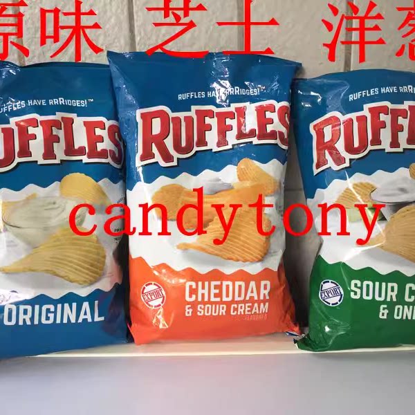 RUFFLES莱芙士原味波浪薯片洋葱芝士忌廉辣椒零食180G/包 3包包邮