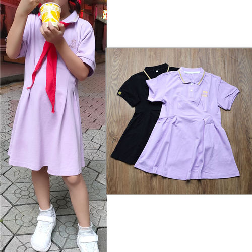 N074 高品质好货 女童夏装翻领polo连衣裙珠地棉透气吸汗宽松