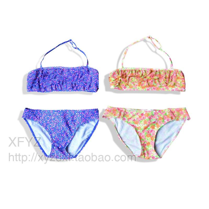 d407   西班牙 za家 女童女大童比基尼 碎花分体游泳衣