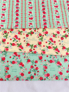 日本进口yuwa纯棉布料 面料 松山敦子草莓樱桃花环 手工拼布服装