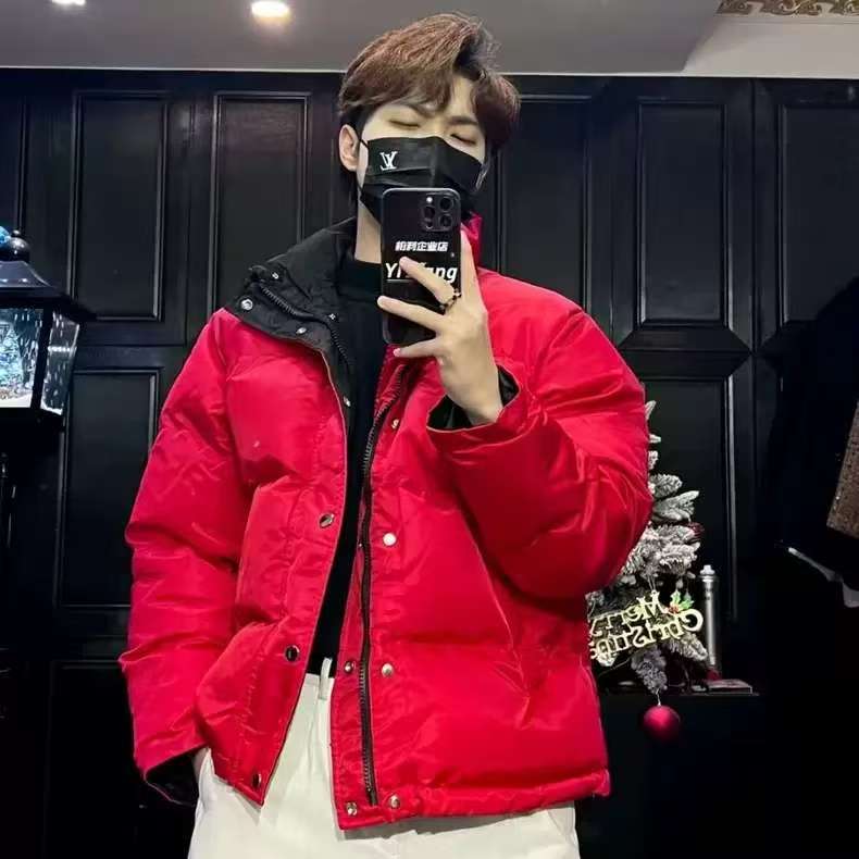 新年红男款两面穿加厚保暖棉衣