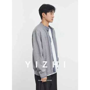 宽松秋季 亦止假两件圆领针织开衫 时尚 毛衣男士 韩系学院风 休闲衬衫