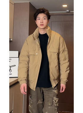 美式设计冬季短款防风保暖立领棉服加厚潮牌飞行员夹克外套棉衣