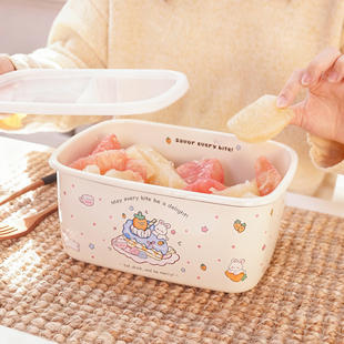 珐琅特大兔加厚长方卷边密封盒保鲜碗冷藏冰碗收纳箱搪瓷保鲜盒