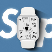 superme太空人全面屏电子手表初高中学生户外运动防水ins风儿童表