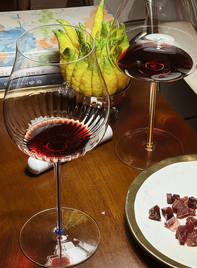 品酒师力荐 超薄水晶玻璃红酒杯葡萄酒杯高脚杯 丝带彩杆芹芹酒铺