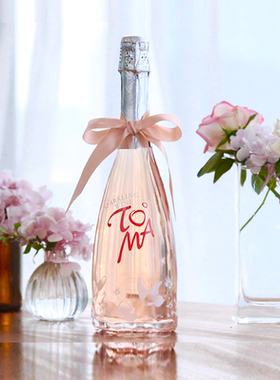 少女的玫瑰|瓶底玫瑰花酒TOMA朵玛桃红起泡酒 婚礼用酒 女生礼物