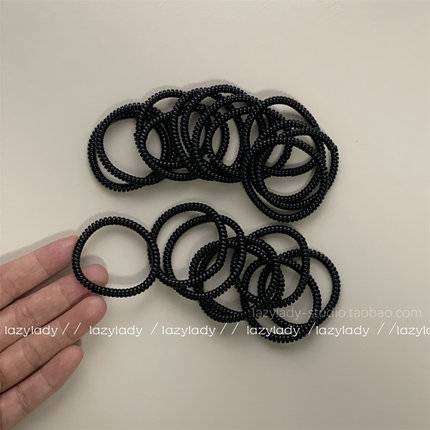 20个包邮！黑色很细基础款电话线发圈 简约基础头绳慵懒橡皮筋发