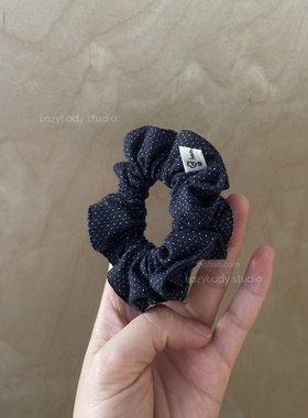 纯棉！精致小众复古头花 藏青小点点小肠圈 不撞款特别小高货发饰