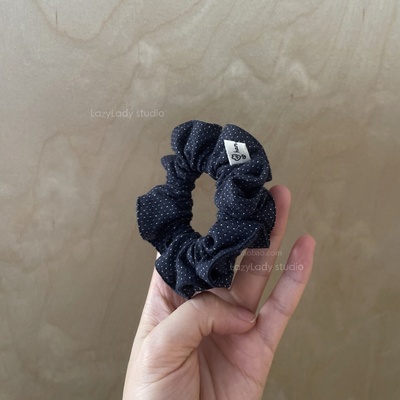 纯棉！精致小众复古头花 藏青小点点小肠圈 不撞款特别小高货发饰