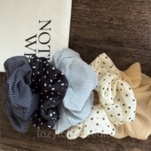 马尾丸子头扎发皮筋女 常规尺寸格子波点素色头花 中号 雪纺肠圈