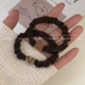 小众高级感 百搭咖色黑色橡皮筋小肠圈不伤发头绳发圈 基础发绳