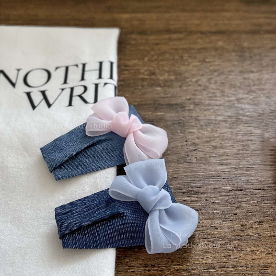 清！原14 牛仔小众设计甜美俏皮褶皱边夹掰掰夹发卡女