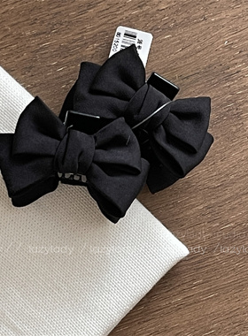 2个装~品质力挺抓的紧！法式俏皮抓夹黑色蝴蝶结公主夹对夹鲨鱼夹