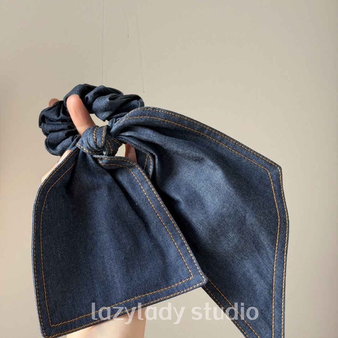 高版本 洋气氛围感牛仔蝴蝶结飘带发圈头花发饰复古扎头发头绳,饰品/流行首饰/时尚饰品新,发饰,淘宝优惠券,粉丝福利购,淘宝优惠卷