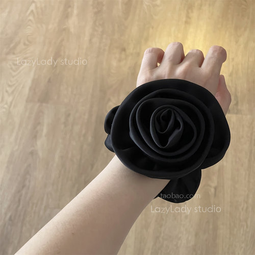 玫瑰花朵明星同款橡皮筋丝质ins