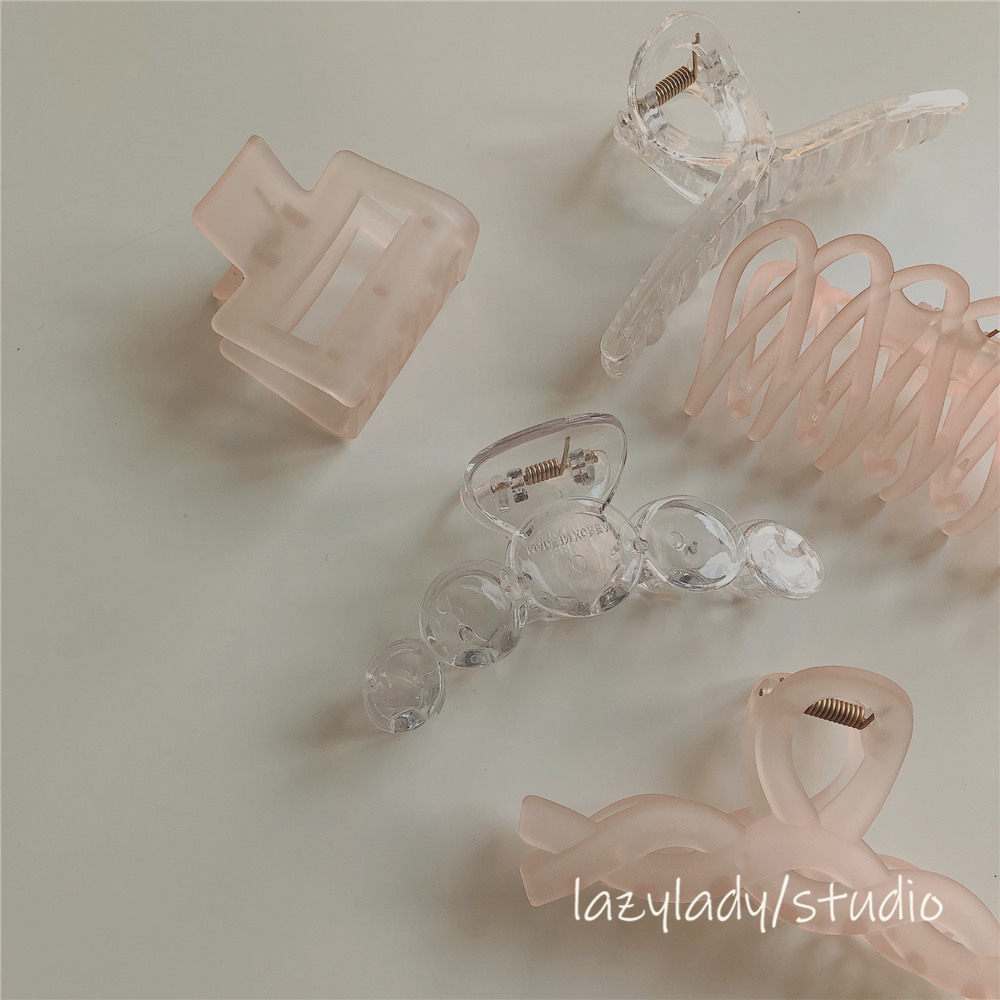 粉嫩粉嫩的抓夹 油画走出来的磨砂粉色发抓 透明抓夹春夏色