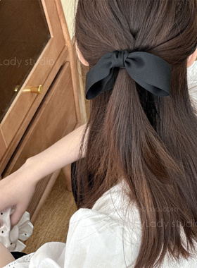 黑色织带蝴蝶结发圈 基础百搭赫本风复古头花丸子头皮筋发绳女