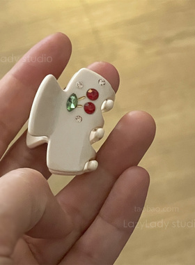 精致樱桃镶钻小号抓夹 ins半扎发后脑勺发抓 品质鲨鱼抓