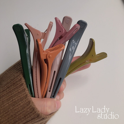 2支包邮~加长鸭嘴夹 洗脸实用的糖果色边夹发夹莫兰迪色ins发卡女