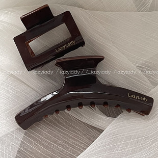 高级感深酱色醋酸抓夹 氛围感发抓后脑勺气质品质复古鲨鱼抓 法式