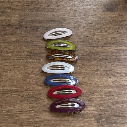 2个装~小号椭圆掰掰夹 醋酸材质 晕染花纹 侧边夹碎发夹子