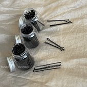 黑色简单卡子碎发夹子固定夹 日常基础盘发一字夹 50只 送盒子