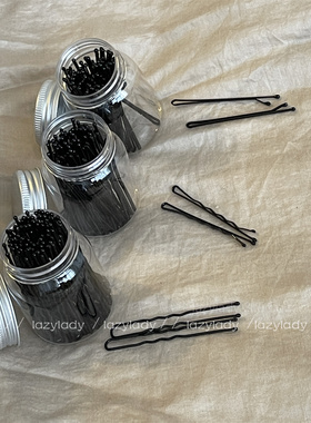 50只，送盒子。日常基础盘发一字夹 黑色简单卡子碎发夹子固定夹