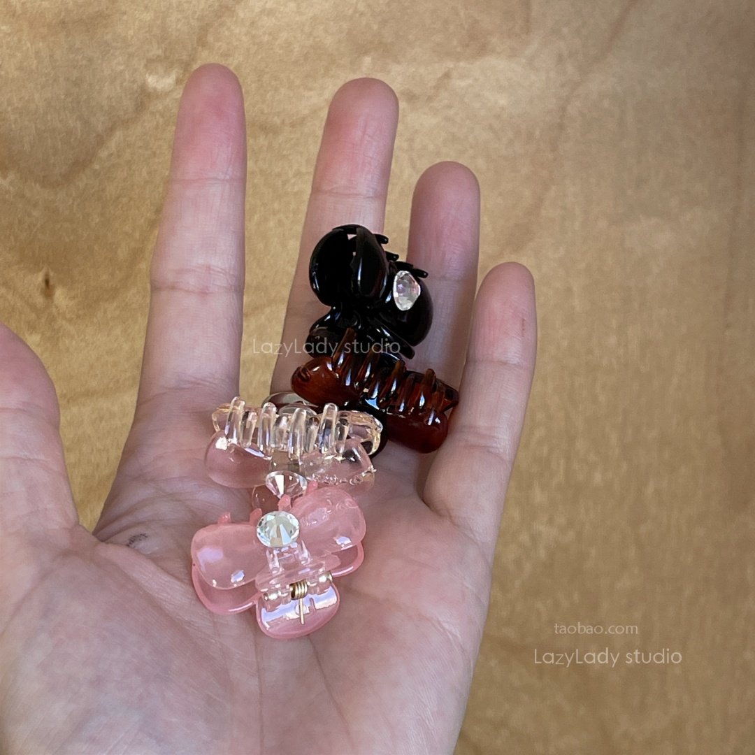 小巧精致mini蝴蝶结透亮小抓夹 俏皮镶钻小号鲨鱼夹 刘海夹发夹