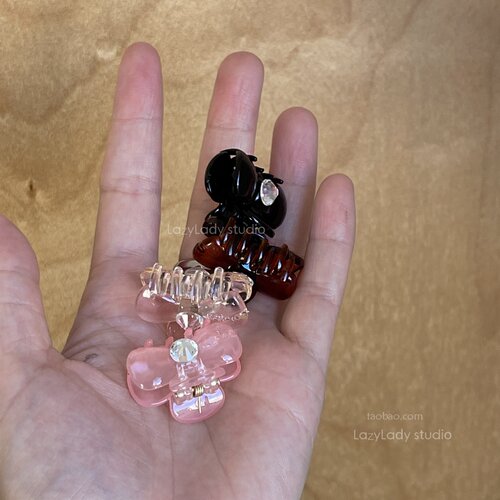 小巧精致mini蝴蝶结透亮小抓夹 俏皮镶钻小号鲨鱼夹 刘海夹发夹