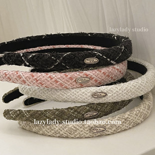 发捆 秋冬毛呢格子窄发箍百搭小香风优雅气质头箍外出发卡女