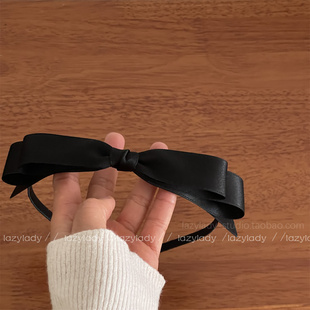 精致缎面蝴蝶结发箍 洋气小众基础款气质甜美法式头箍高档发夹女