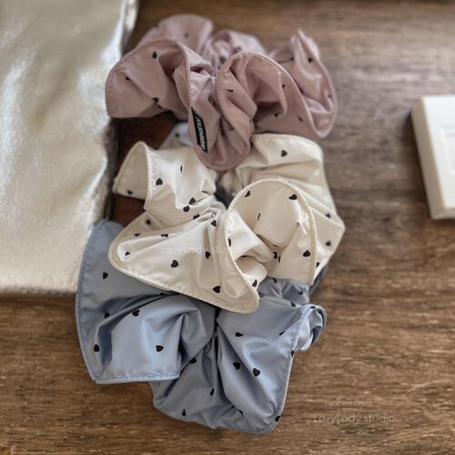 春夏 爱心印花韩系波点风布艺大肠发圈简约百搭气质款少女感头花