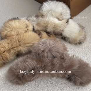 发量偏少到适中！秋冬真獭兔毛鲨鱼夹 高级奢华品质后脑勺抓夹女