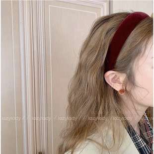 进口韩国丝绒材质 颜色chao正!高货~酒红发箍气质红色头窟头扣女