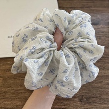 淡淡的蓝灰色 清新俏皮小雏菊头花 丸子头马尾洋气发圈大肠圈发圈