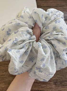 淡淡的蓝灰色 清新俏皮小雏菊头花 丸子头马尾洋气发圈大肠圈发圈
