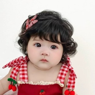 宝宝假发女婴儿可爱卷发儿童自然短卷发周岁拍照写真道具整顶头套