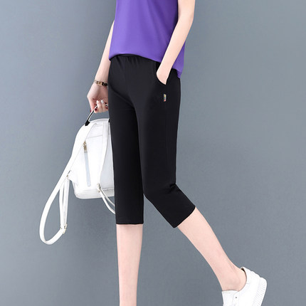 2026年夏季新款女士时尚中年妈妈纯棉直筒裤高腰显瘦休闲七分裤子