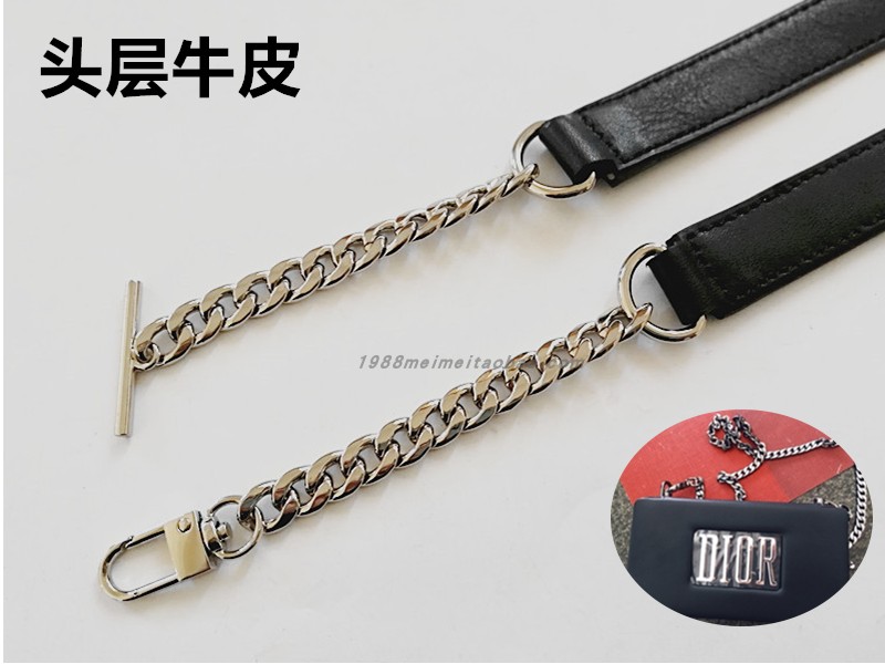 真皮斜挎包替换带包包链条DIY配件金属链条包带牛皮肩带小包链子