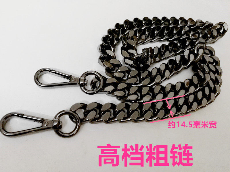 斜挎链条包包链子枪黑色包带包链
