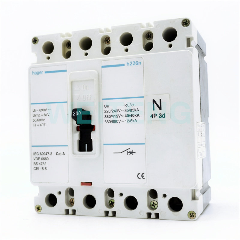 hager海格 h226n塑壳断路器HN572三相四线4P HY519 空气开关200A