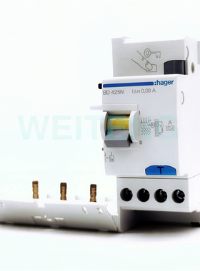 HAGER海格 BD425N 电磁式25A漏电断路器模块BD440M剩余电流保护4P