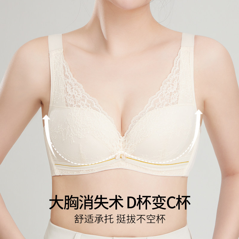 奥丽侬大胸显小内衣女U型美背性感胸罩聚拢收副乳防下垂文胸薄款